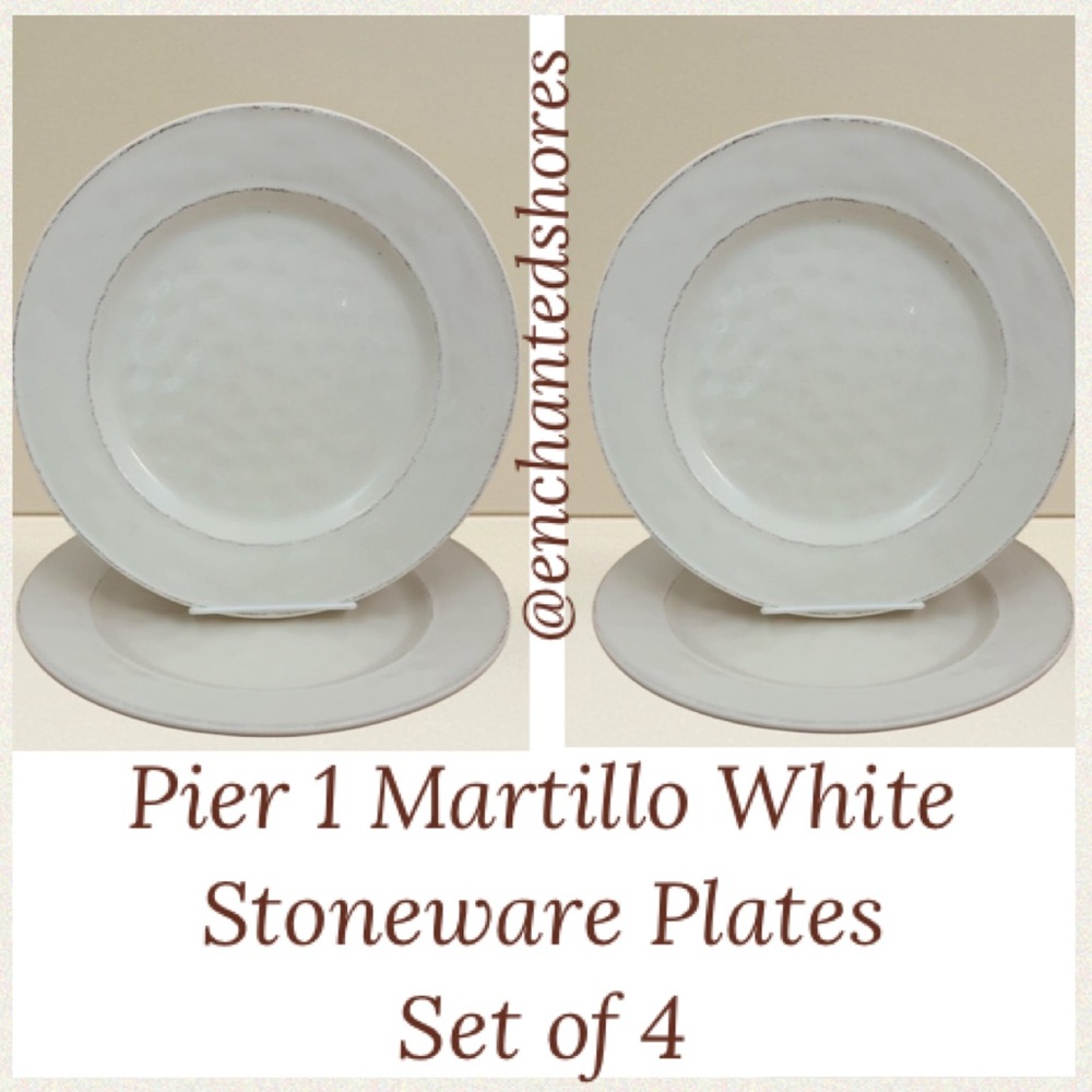 Pier 1 Martillo 11” Plates Dinner Set Replacements White Cream Brown Stoneware